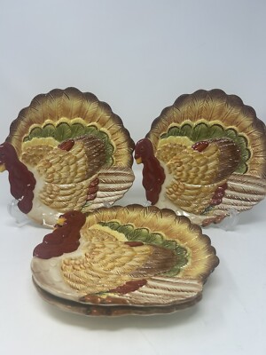 Set Of 4 Pier One Imports Vintage Hand Painted Colorful 8.5