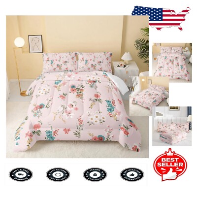 Soft and Cozy King Size Floral Comforter Set for Children - Machine Washable-image