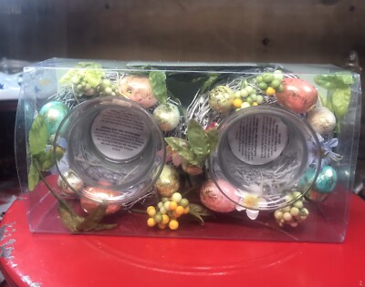 Pier One Imports Candle Tea Votive’s with Bird Nest And Eggs Design Set Two NIB-image