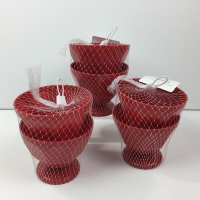 Red Kitchen Set of 6 Plastic 17oz Ice Cream Sundae Bowls Dessert Picnic Pool BBQ-image