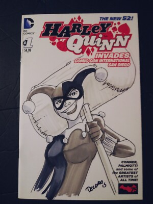 Edgar Delgado original  Sketch cover Harley Quinn invades sdcc #1-image