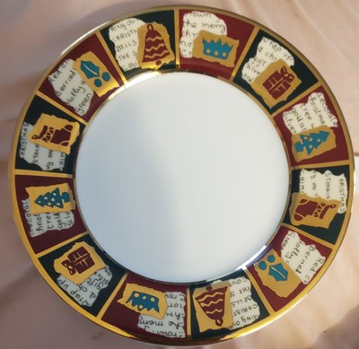 Pier 1 YULETIDE GREETINGS Set of 4 Dinner Plates, Good Condition!-image