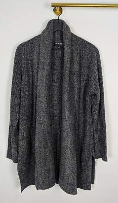 Barefoot Dreams Cozy Chic Lite Marled Gray Cardigan Sweater Medium-image