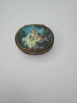 Vintage King Louis XV Boucher 4 Seasons Lovers Wind Up Music Box Works -image