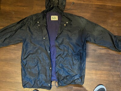 Medium Result Vintage Black Rain Coat Unisex Dual Pockets Adjustable -image