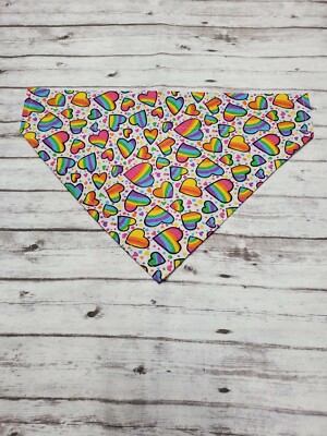 DOG BANDANNA OVER THE COLLAR RAINBOW HEARTS-image