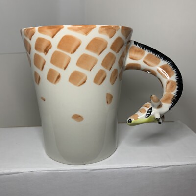 PIER ONE 1 Imports Large Hand Painted Giraffe Head 3D Neck Coffee Mug Tea Cup-image