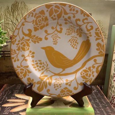 NEW/NWT~Pier 1 Imports~8.25” Salad Plate~Bright Yellow Bird Design~Stoneware~💛-image