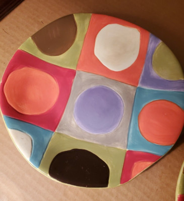 Pier 1 Urban Dot Salad Plates Discontinued Set Of 2 READ BELOW DAMAGE PRESENT-image