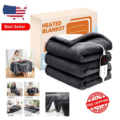6 Heating Levels Electric Flannel & Sherpa Blanket 50