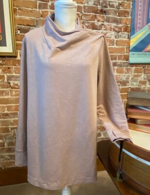 Cuddl Duds Comfortwear Heather Mocha French Terry Long Sleeve Soft Cowl Top New-image