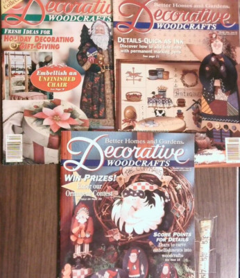 Lot of 3 Decorative Woodcrafts Magazines 1990s Christmas Santa Country Tole-image