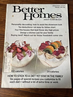 Better Homes and Gardens Magazine February 1973 Diet Kitchen Design Buying Land-image