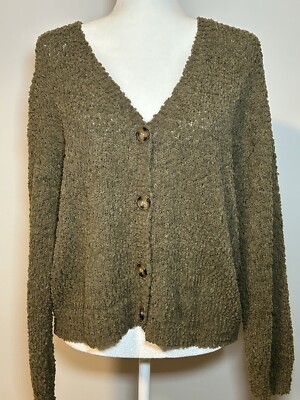Sanctuary Cardigan Sweater Women’s Medium Green Long Sleeves Plush Cozy Fall Top-image
