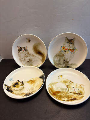 PIER 1 IMPORTS, 4 DIFFERENT CAT PLATES,, 8 1/2