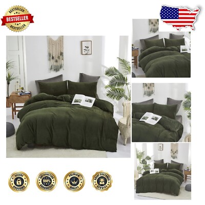 Cozy Dark Green Velvet and Sherpa California King Comforter Set - Warmth Awaits-image
