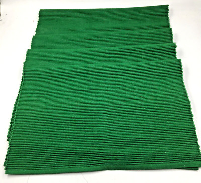 Lot of 4Pier 1 Imports Ribbed Green Fabric Placemats 100% Cotton 20 In x 14 In-image
