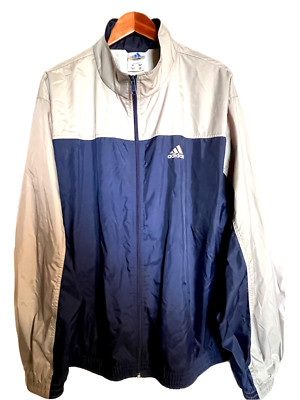 Y2K Vintage Adidas Jacket Mens XL  Blue Lightweight Windbreaker Full Zip Coach-image