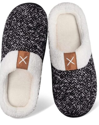 Womens Memory Foam Slippers Cozy Wool-Like  Fleece Lined House shoe 7.5-8.5 W-image