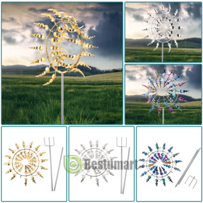Magical Metal Windmill - 3D Wind Powered Kinetic Sculpture, Metal Wind Spinner-image