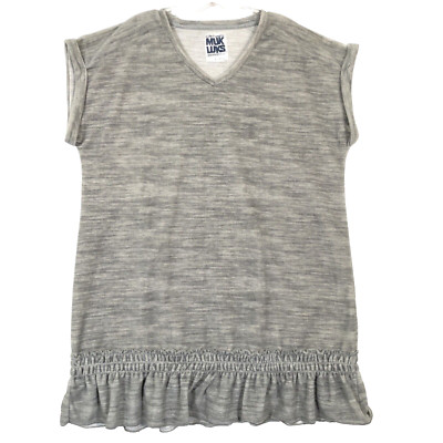 Muk Luks Pullover Nightgown Sleepshirt Marled Gray Size Large Ruffled Hem-image