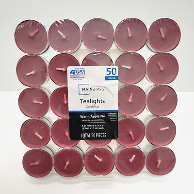 Mainstays Candle Warm Apple Pie (50 Count) Tealight Burgundy-image