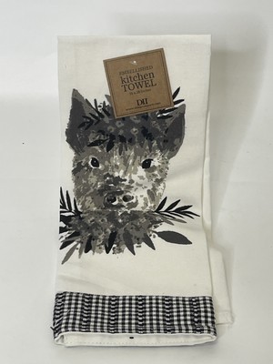 Pig Embellished Kitchen Towel, Design, Imports NWT 18”x28” India￼-image