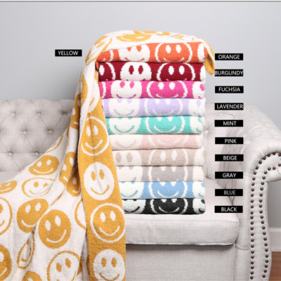 Trending Happy Face Soft Throw Blanket - Cozy & Stylish for Mom-Tween-Gift-image