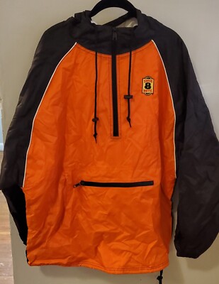 Vintage Super Motel 8 Hooded Rain Jacket 2xl Pullover Quarter Zip Orange & Black-image