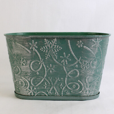 TVI Imports Green Snowflake Design Plastic Planter-image