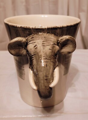 Pier 1 One Imports 3D Elephant Head Handle Coffee Tea Cup Mug 14 Oz-image