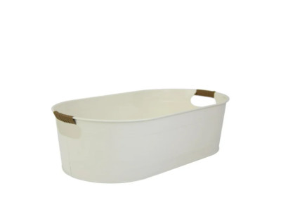 Better Homes & Gardens - Vanilla White Medium Oval Galvanized Tub BH24100108683F-image