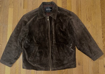 VTG Pierre Cardin Jacket Mens L Brown 100% Genuine Leather Bomber Distressed-image