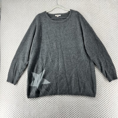 Angelfleece Sweater Women's XL Gray Star Graphic Soft Cozy Lightweight-image