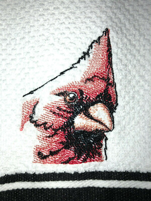 Embroidered Kitchen  Bar Hand Towel BS1719  Cardinal Sketch - Bird-image