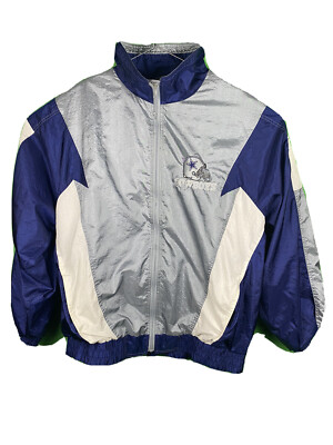 Vtg 90s Dallas Cowboys Team NFL Color Works Dimensionals Wind Breaker Jacket 1X-image