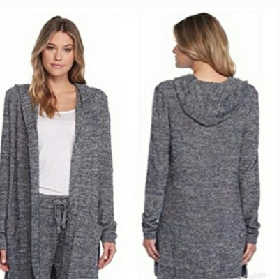 Barefoot Dreams Cozychic Lite Resort Hooded Cardigan Charcoal Gray Women's  XS-image
