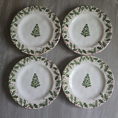 Pier 1 Winters Wonder Christmas Tree Salad Plates 8.75