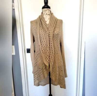 Soft Surroundings Cozy Long Perforated Open Front Cardigan Sweater Petite M-image