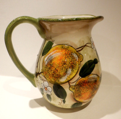 Vintage Italian Ceramic Fruit Design Pitcher European Design by J & S Imports-image