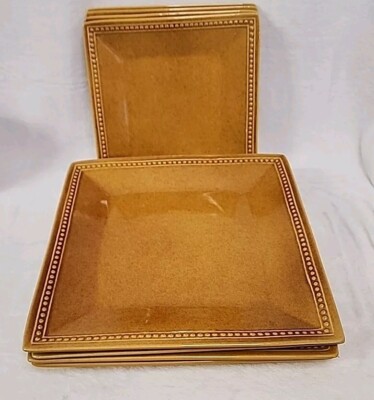 Set of 8 Pier 1 Imports Spice Route Ginger Square Dinner & Salad Plates-image