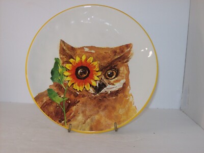 PIER ONE IMPORTS HANDPAINTED OWL DOLOMITE PLATE-image