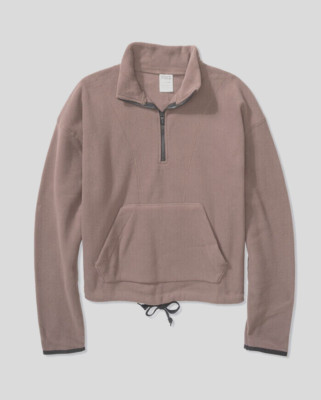 New Victorias Secret Pink Polar Fleece Half-Zip Peppercorn Large Light Pullover-image