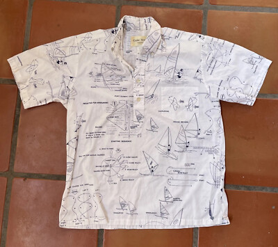 Vintage Cooke Street Honolulu Mens Collared Luau Shirt MMade In USA Wind Surfing-image