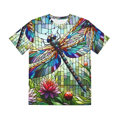 All Over Print T Shirt Stained Glass Dragonfly Garden-image