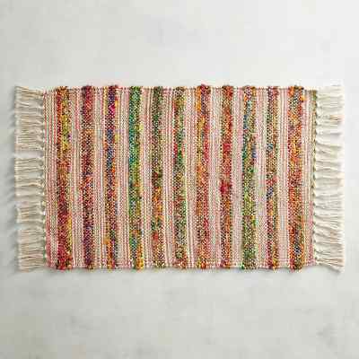 Pier 1 Imports Gage Multicolor Stripe Chindi Single Placemat w/Fringe-image
