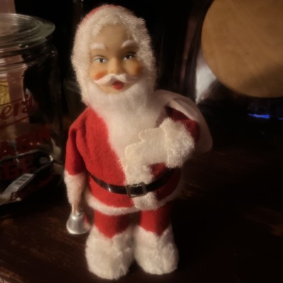 VINTAGE SANTA CLAUS CHRISTMAS RINGS BELL WIND UP WORKS JAPAN-image