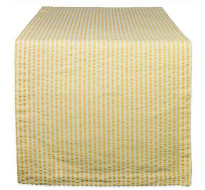 DESIGN IMPORTS DII YELLOW STRIPE SEERSUCKER TABLE RUNNER 14
