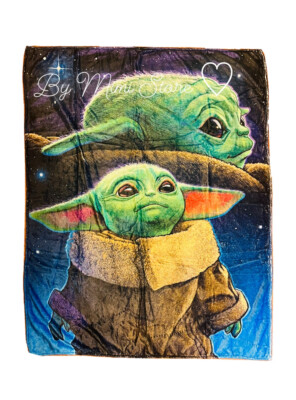 The Mandalorian Baby Yoda Starring At The Sky Cozy Throw Blanket 50 x 40 in   *-image