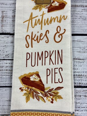 DII Fall Autumn Pumpkin Pie Fringe 18 X 28 Cotton Kitchen Tea Towel-image